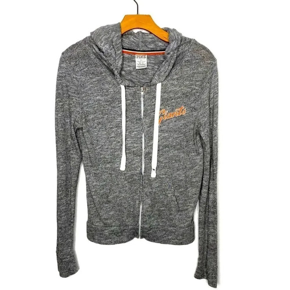 PINK Victoria’s Secret Giants Grey Zip Up Hoodie XS - Picture 1 of 9